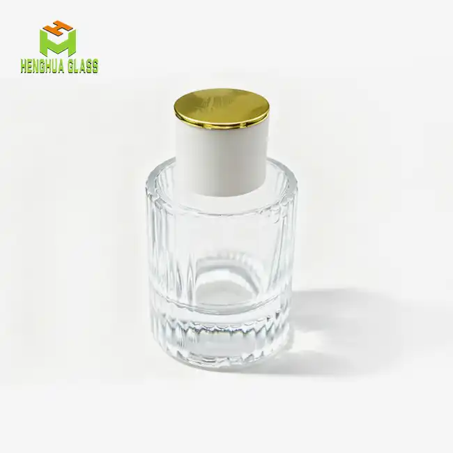 Transparent cylindrical perfume refill bottle