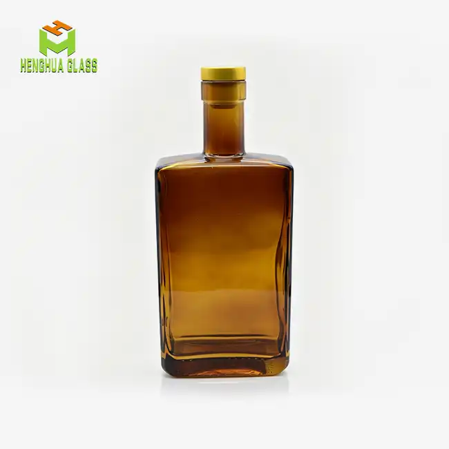 flat glass rum bottle